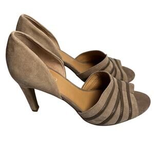Franco Sarto Suede Open Toe Pumps